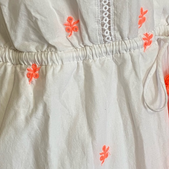 J. Crew 8 White with orange tiered ruffle midi dress - Picture 4 of 6